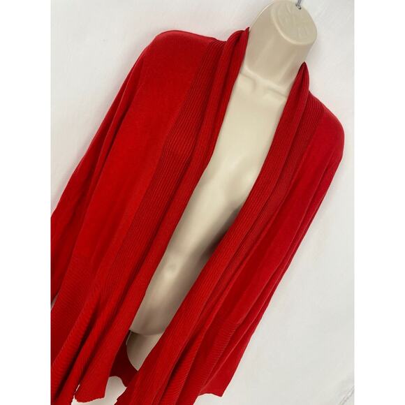 Peter Nygard Cardigan Sweater Womens Medium Open Front Long Flowy Asymmetric Red - Picture 5 of 14